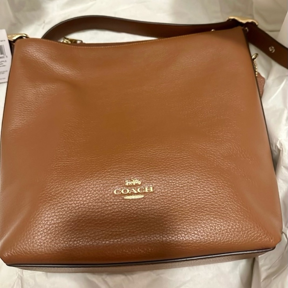 Coach Val Duffle Bag in Tan refined pebble Leather Shoulder Bag like new - Picture 7 of 7